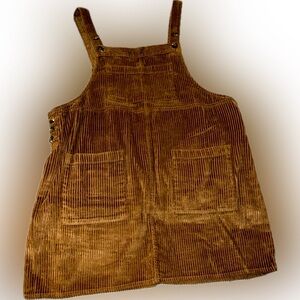 Brown corduroy overall dress